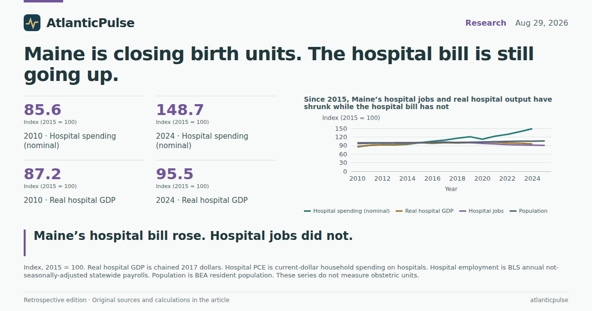 Editorial artwork: Maine is closing birth units. The hospital bill is still going up.