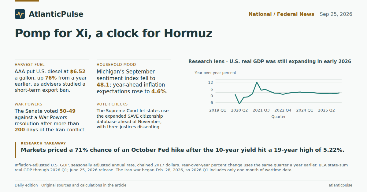 Editorial artwork: Pomp for Xi, a clock for Hormuz