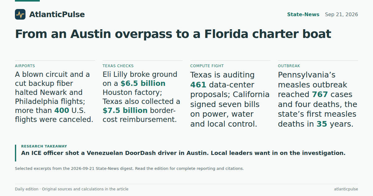 Editorial artwork: From an Austin overpass to a Florida charter boat