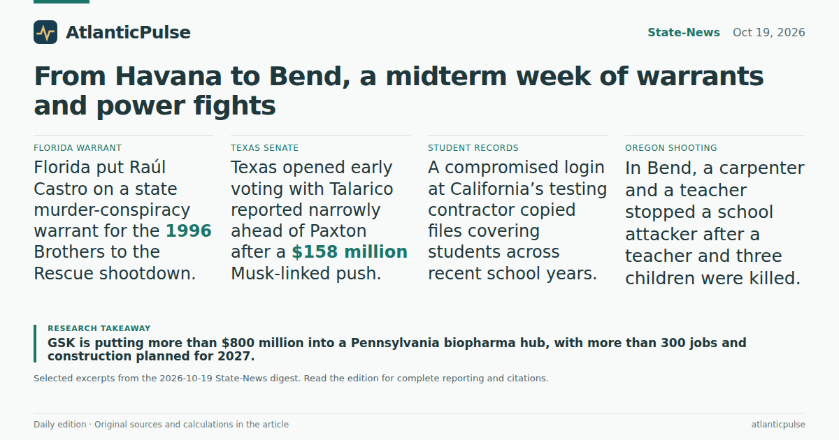 Editorial artwork: From Havana to Bend, states face old scores, new power and a midterm sprint