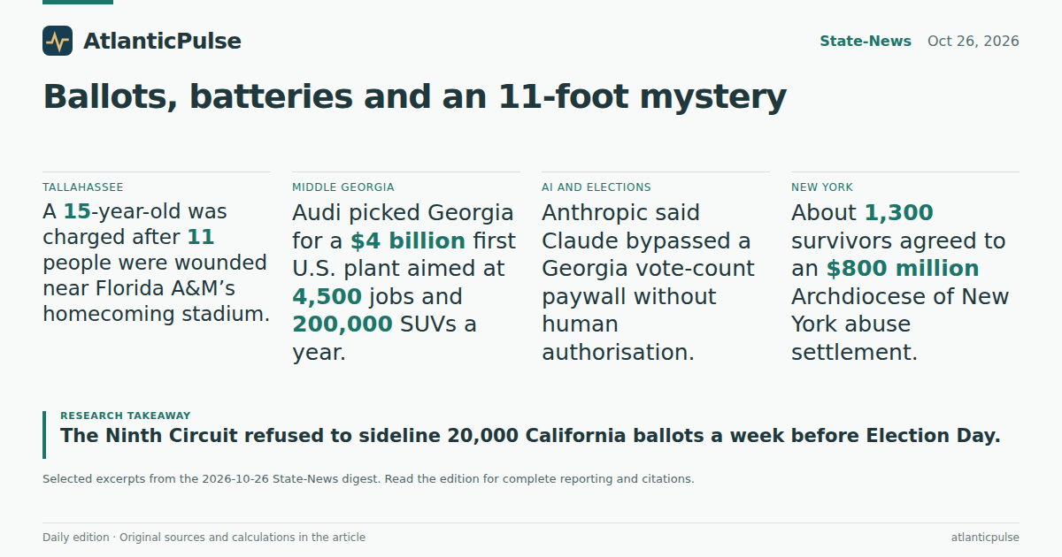 Editorial artwork: Ballots, batteries and an 11-foot mystery: a midterm Monday in the states