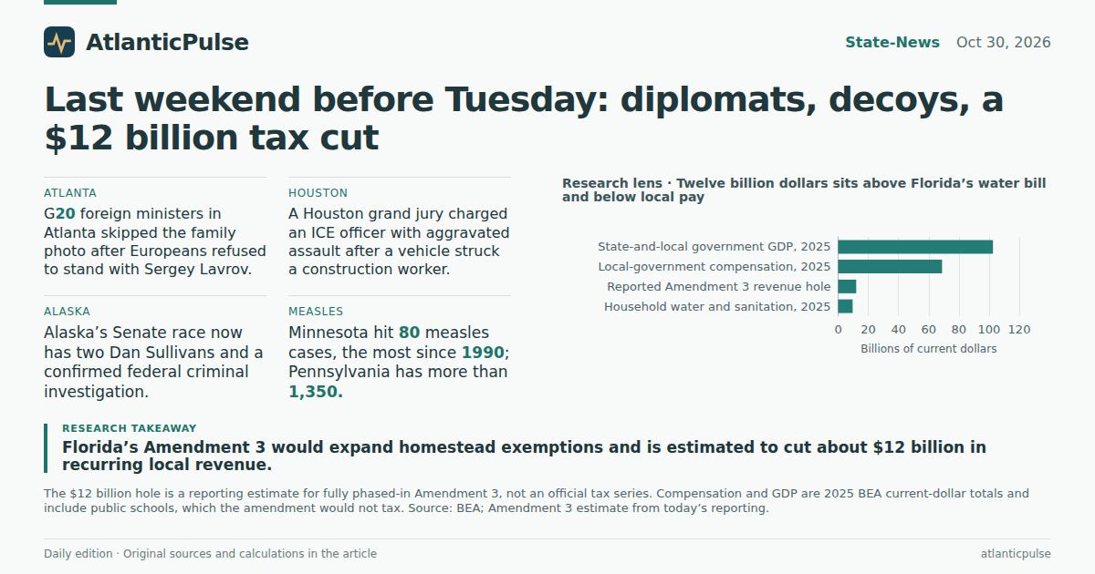 Editorial artwork: Last weekend before Tuesday: diplomats, decoys and a dog with screwworms
