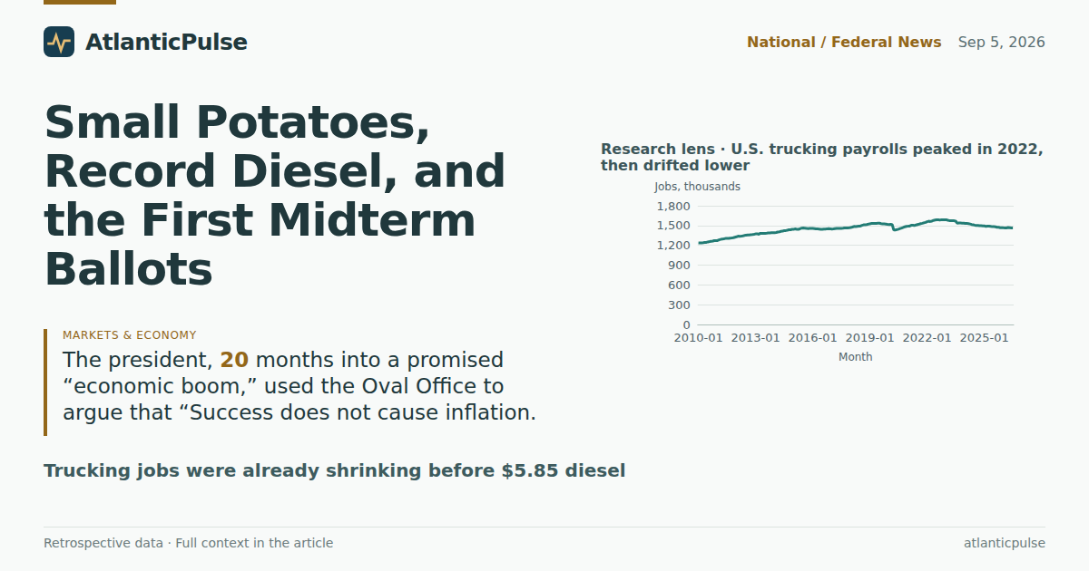 Small Potatoes, Record Diesel, and the First Midterm Ballots