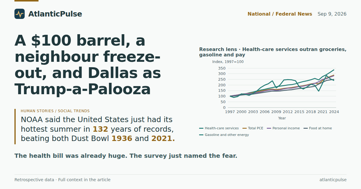 A $100 barrel, a neighbour freeze-out, and Dallas as Trump-a-Palooza